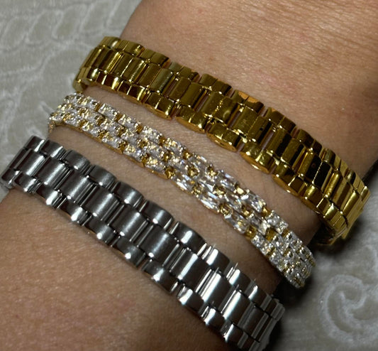 Chain gold and silver bracelets