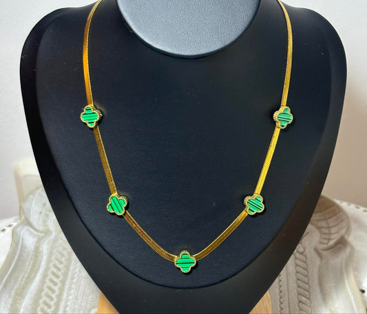Cross green snake chain